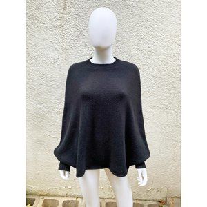 CO COLLECTION BLACK CASHMERE BLEND PONCHO SWEATER